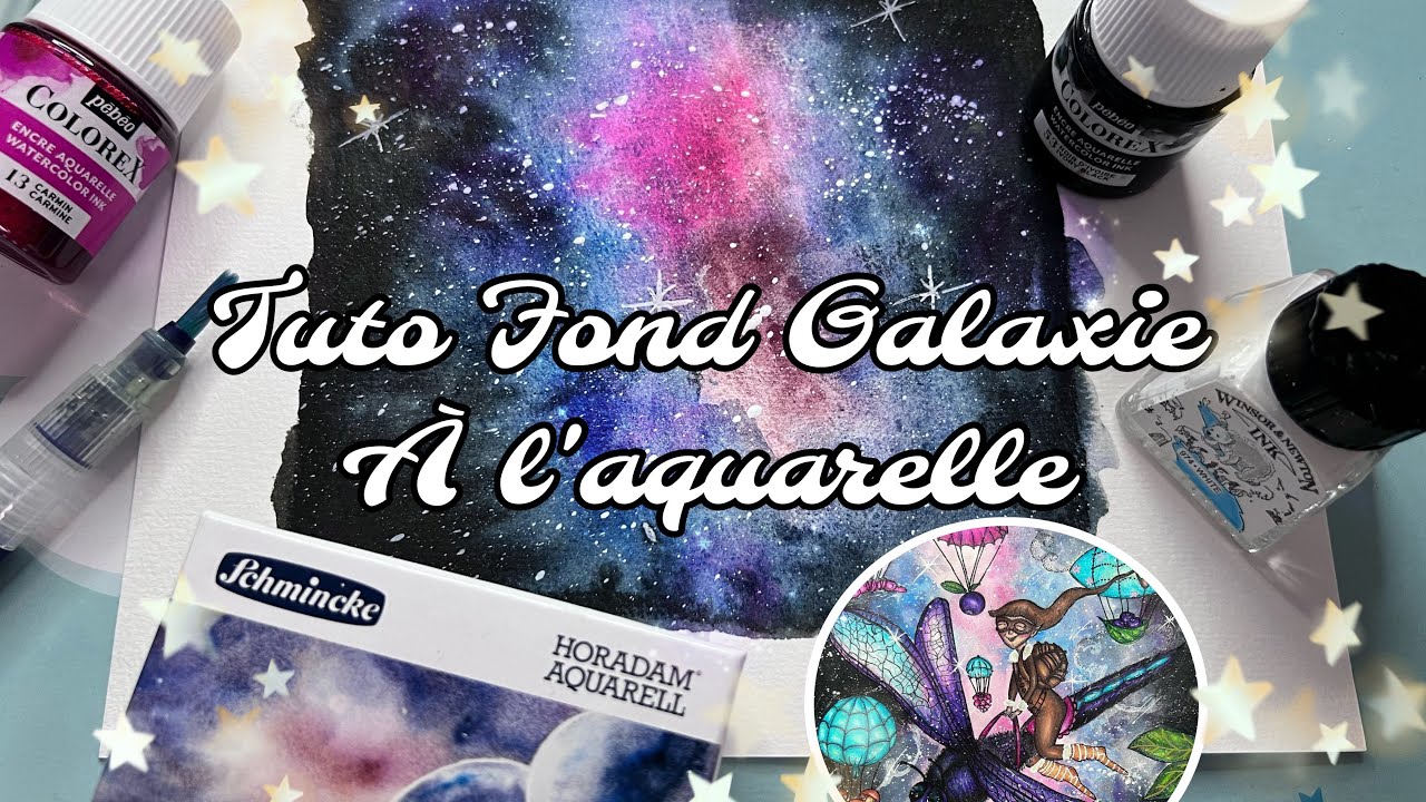 L’aquarelle en coloriage adulte #3 Tuto fond Galaxie ⭐️💫