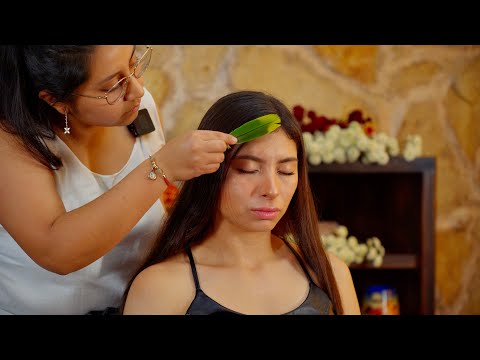 ASMR relaxation massage with soft whispering sounds & body painting with María Elisa