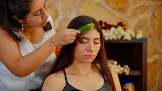 ASMR relaxation massage with soft whispering sounds & body painting with María Elisa screenshot 5