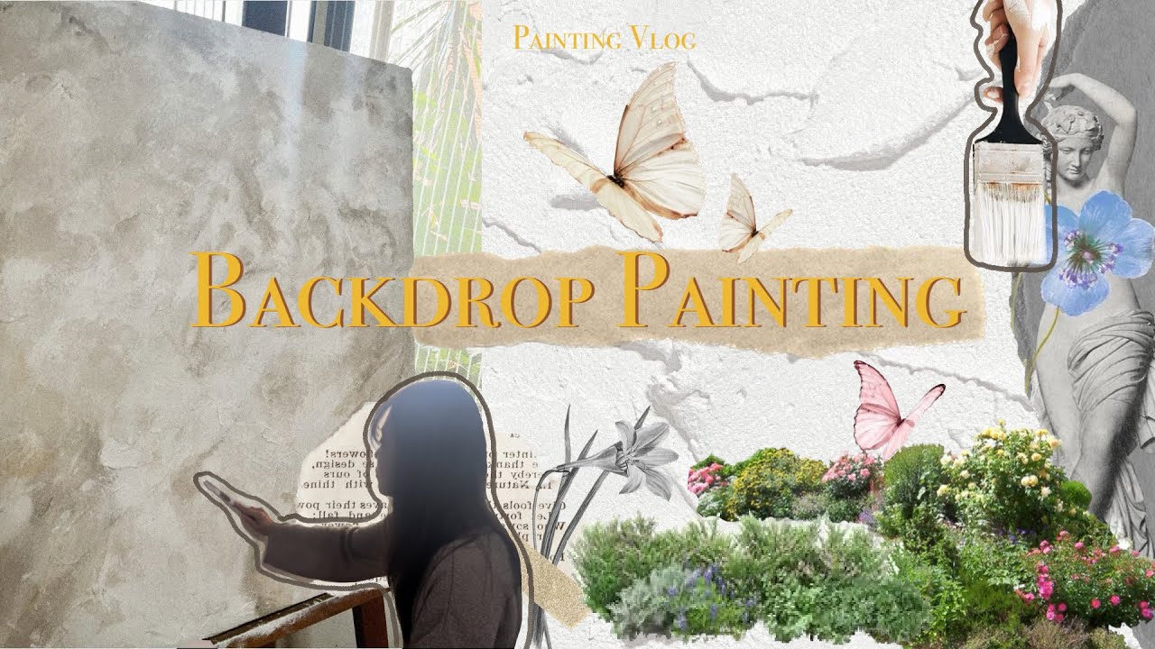 [VLOG] 백드롭페인팅 브이로그🎨 BACKDROP PAINTING VLOG / 아크릴 물감으로 대리석 느낌내기 - YouTube