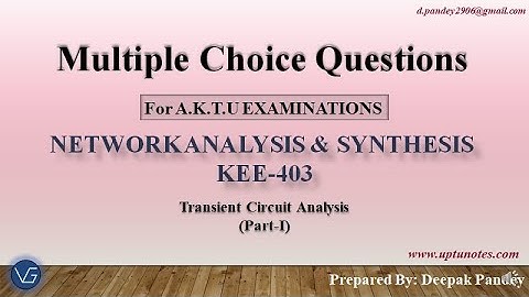 Multiple Choice Questions in "Transient Analysis" (Part-1). A.K.T.U Examination.