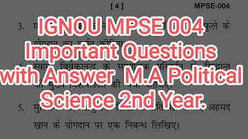 IGNOU MPSE 004 (history/polotical science) Important Questions / Answer | M.A 2nd Year.