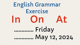 At On In | English Grammar Exercise