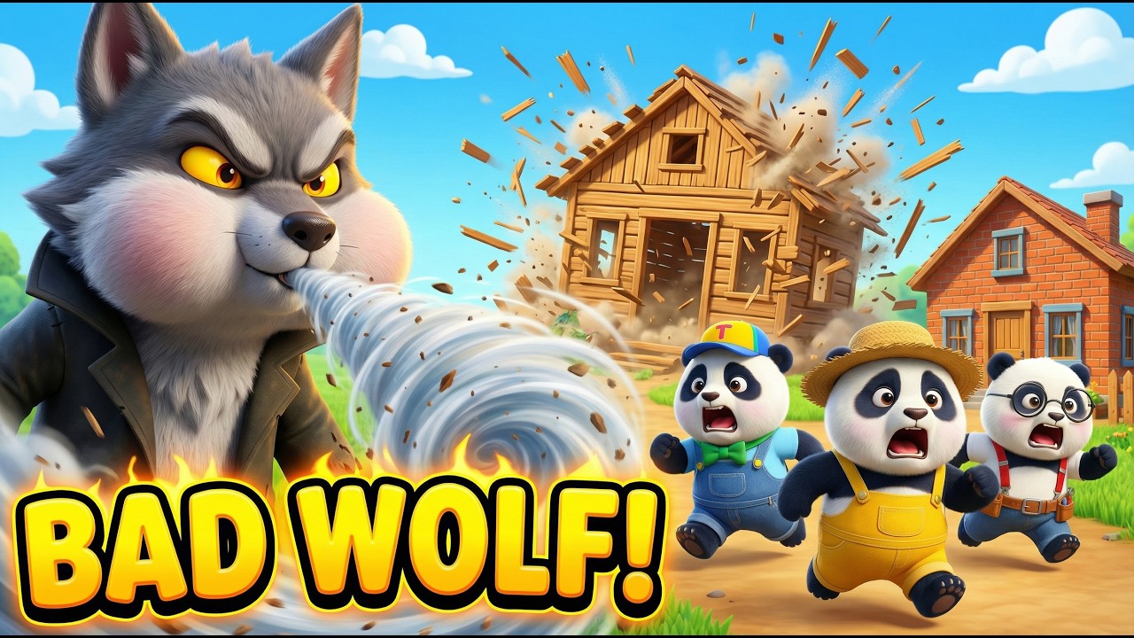 🐼 Three Little Pandas & The Big Bad Wolf | Nursery Rhymes & Kids Songs ...