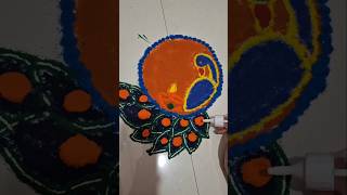 🎨Peacock rangoli with flowers 🪔✨️//simple Diwali decoration ideas #design #diwali #art #shorts