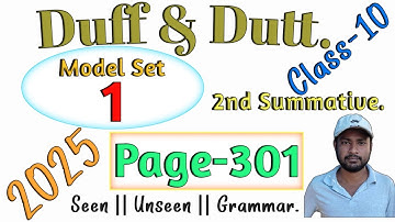 Duff & Dutt class 10.| Class 10 Duff & Dutt 2025 English Page 301 Model Set 1 Solved. @NipakNag