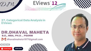 27. Categorical Data Analysis in EViews 12 || Dr. Dhaval Maheta