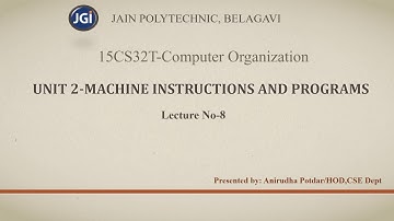 [15CS32T]-UNIT 2-MACHINE INSTRUCTIONS AND PROGRAMS-Lecture-08