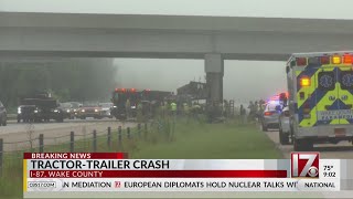Lumber-hauling semi crashes on I-87, lanes closed: NCSHP