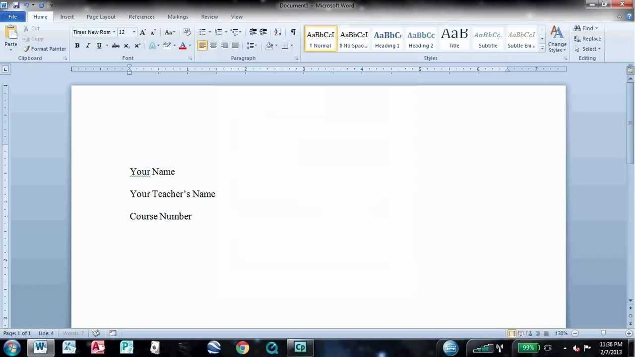 how to make a word document mla format