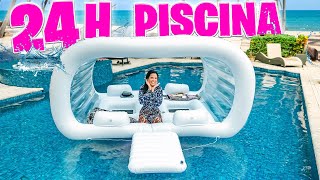 24 HORAS EN LA PISCINA con CASA FLOTANTE 😂 ACAMPANDO EN LA ALBERCA 😅 El Mundo de Camila