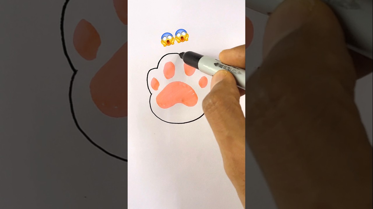 Easy Cat Paw drawing for kids 🐾 