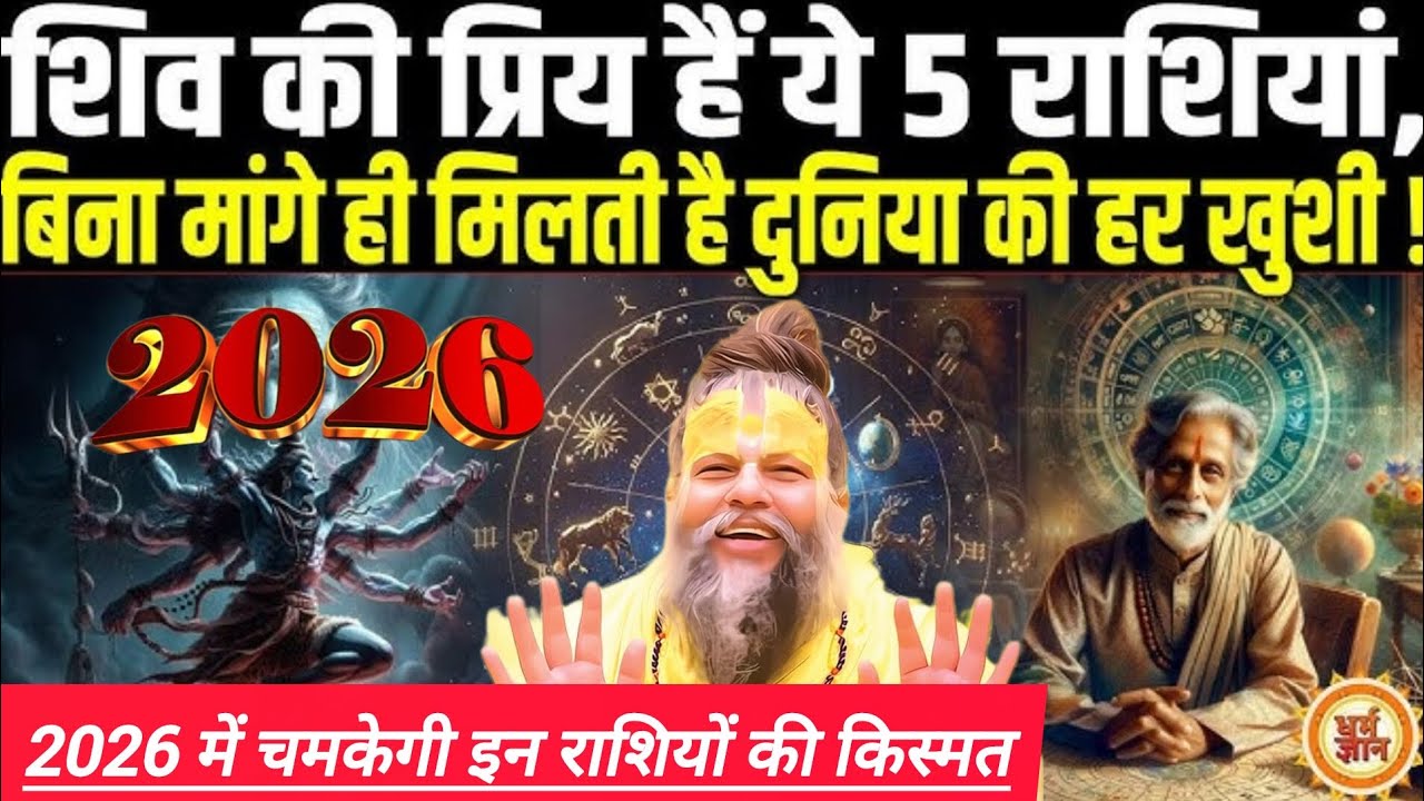 शिव की प्रिय हैं ये 5 राशियां/बिना मांगे मिलती है दुनिया की हर खुशी/2026 में चमकेगी इन राशियों की💸💵💸
