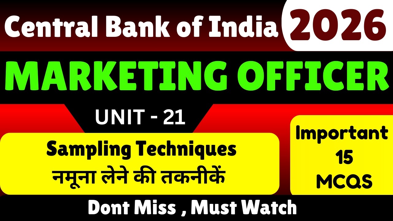 Sampling Techniques MCQS | CBI 2026 Marketing Officer Notes | CBI Marketing Officer important MCQS