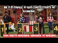 Bb   finale   contestants  ranking isha ankita munawwar abhishek  warning