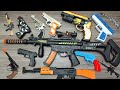 Unboxing of special forces toy guns: machine gun, UZI submachine gun, tactical helmet, Glock pistol
