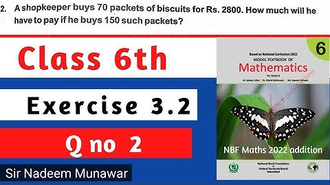 Class 6 Exercise 3.2 Q no 2 NBF Maths Ex 3.2 simplify ratio Words problem Urdu Sir Nadeem Munawar
