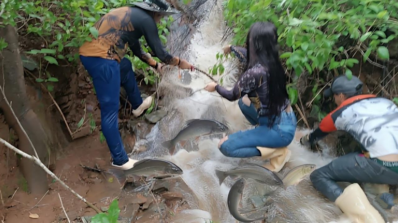 AÇUDE TRANSBORDANDO É MUITO PEIXES DESCENDO NA ENCHENTE É ELES FIZERAM A FESTA 