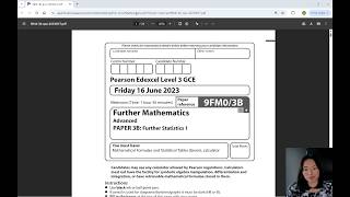 Edexcel A Level Further Statistics 2023 Paper 3B Question 3