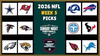 2026 NFL WEEK 5 GAME PICKS - FULL WEEK PREDICTIONS