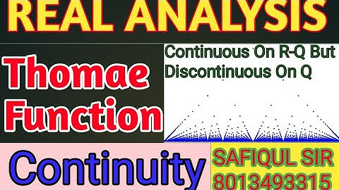 Thomae Function | Real Analysis | Continuous at Irrational but discontinuous at Rational points