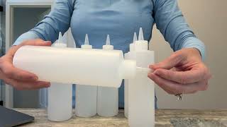Squeeze Bottles, 16oz Plastic Condiment Squeeze Bottles with Labels- what we use these for.