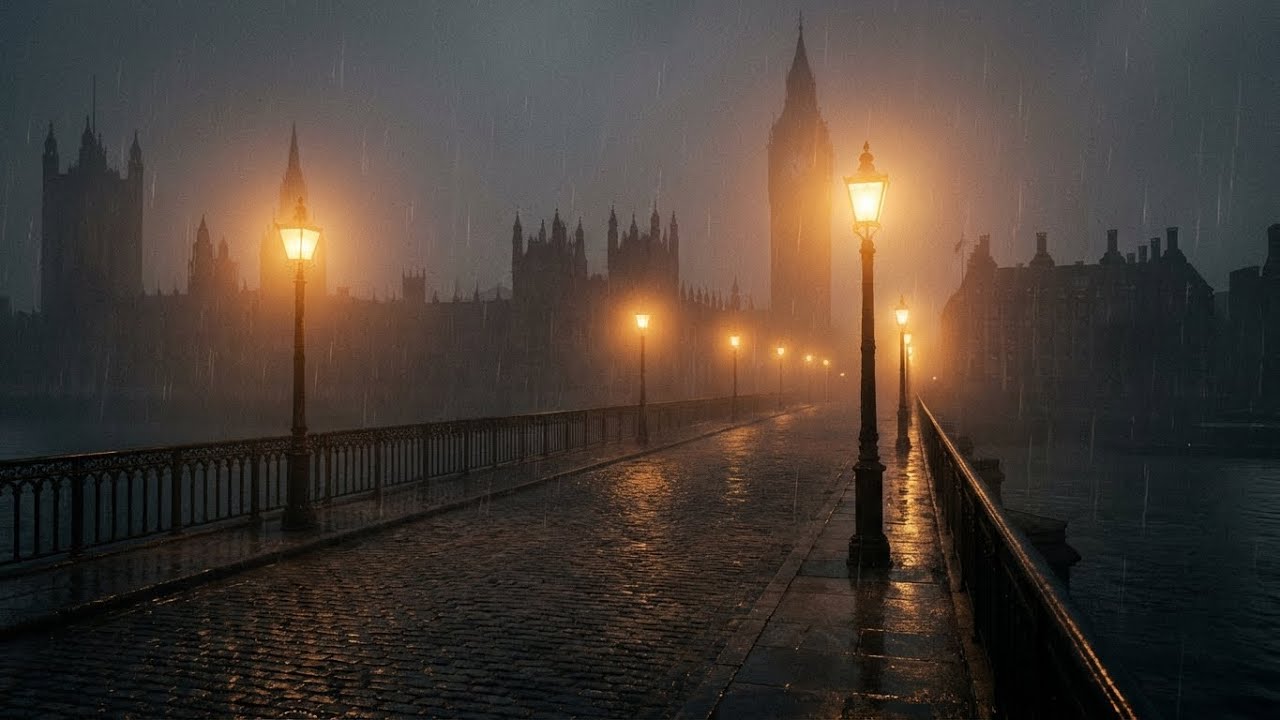 Victorian London's Rainy Evening | Atmospheric Foggy Night Ambience for Late Night Focus & Relax