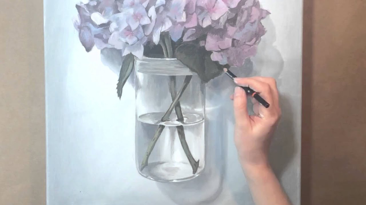 Painting "Hydrangea" Time lapse (acrylic painting) YouTube