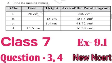 Class 7 Maths - chapter - 9 - Perimeter and Area - Ex- 9.1- Question - 3, 4 | New Ncert