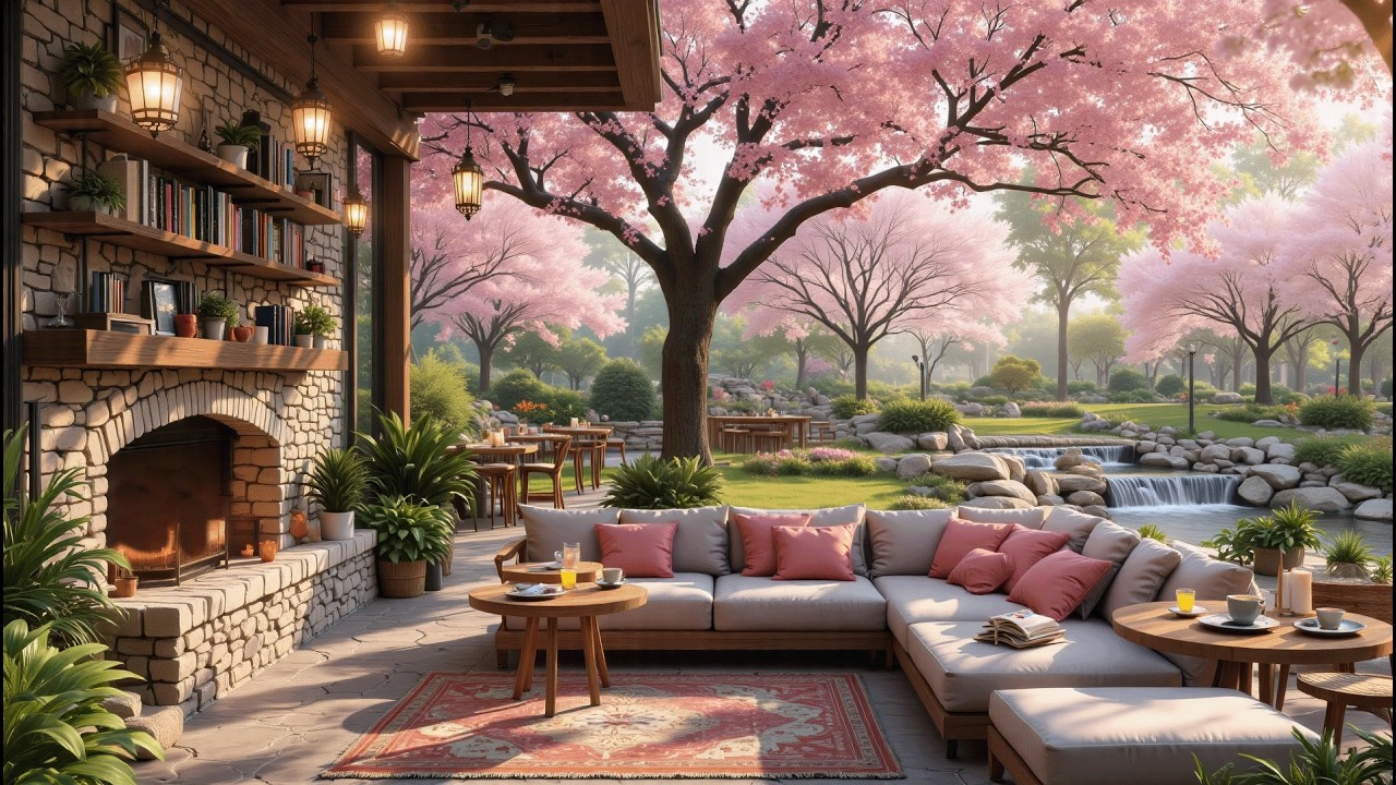 Spring Garden Café Jazz 🌸 Cozy Smooth Jazz Ambience for Relaxing, Working, Studying & Calm Mood