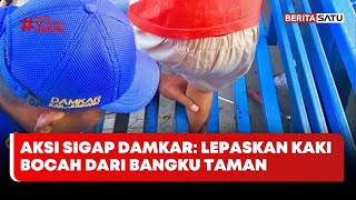 Download Lagu Aksi Sigap Damkar: Lepaskan Kaki Bocah dari Bangku Taman #beritasatu MP3