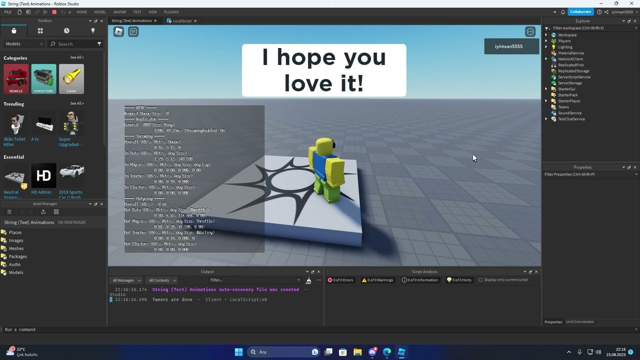 Text Effect 1 - 2023 ‐ Roblox Studio - Scripting - Portfolio