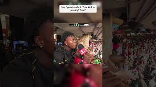 Live Speedy calls it: 'Free kick or penalty? Free!'