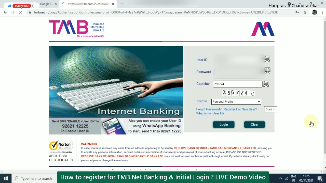 tmb online  New 2022  How to register for TMB Net Banking \u0026 Initial Login ? LIVE Demo Video