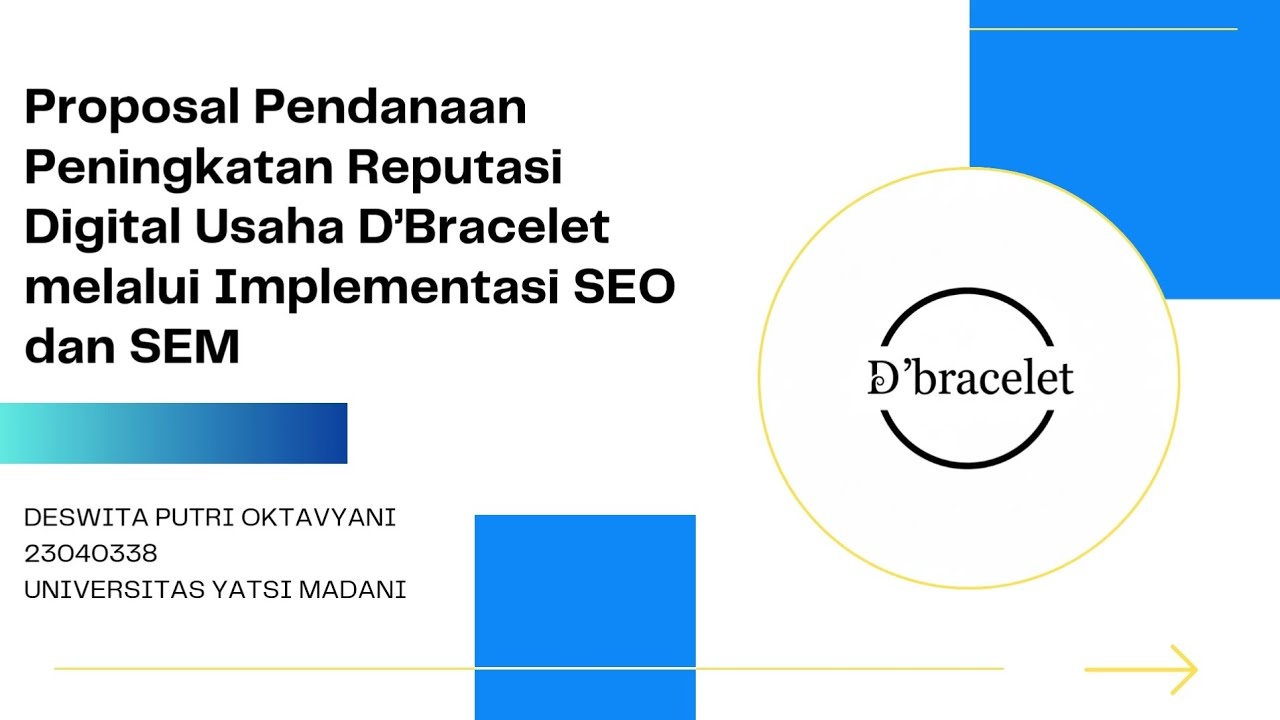 PERSENTASI PENDANAAN PENINGKATAN REPUTASI DIGITAL USAHA D'Bracelet