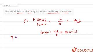 The Modulus Of Elasticity Is Dimesionally Equivalent To