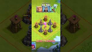 Level 1 Defense vs different ground troops ll clash of clans ll #coc #shorts #clashofclans