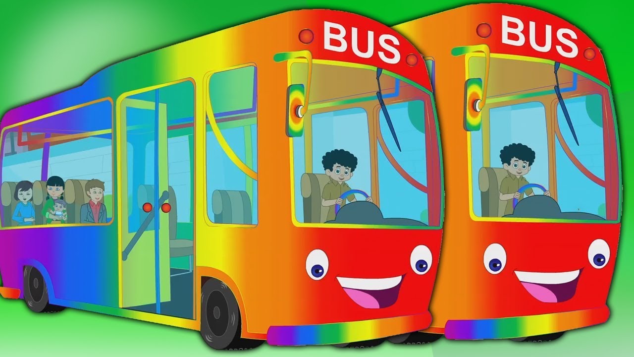 ruedas en el bus | arco iris colores autobús | autobús canción | niños ...