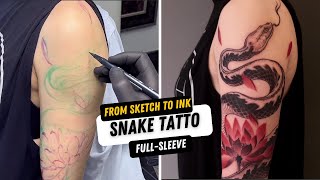 Timelapse Snake Tattoo Fullsleeve Journey (Complete Guide from Start to Finish) | Trung Tadashi