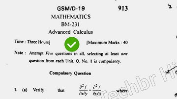 2019 KUK BSc 3rd Sem Matheamtics Advance Calculus Question Paper