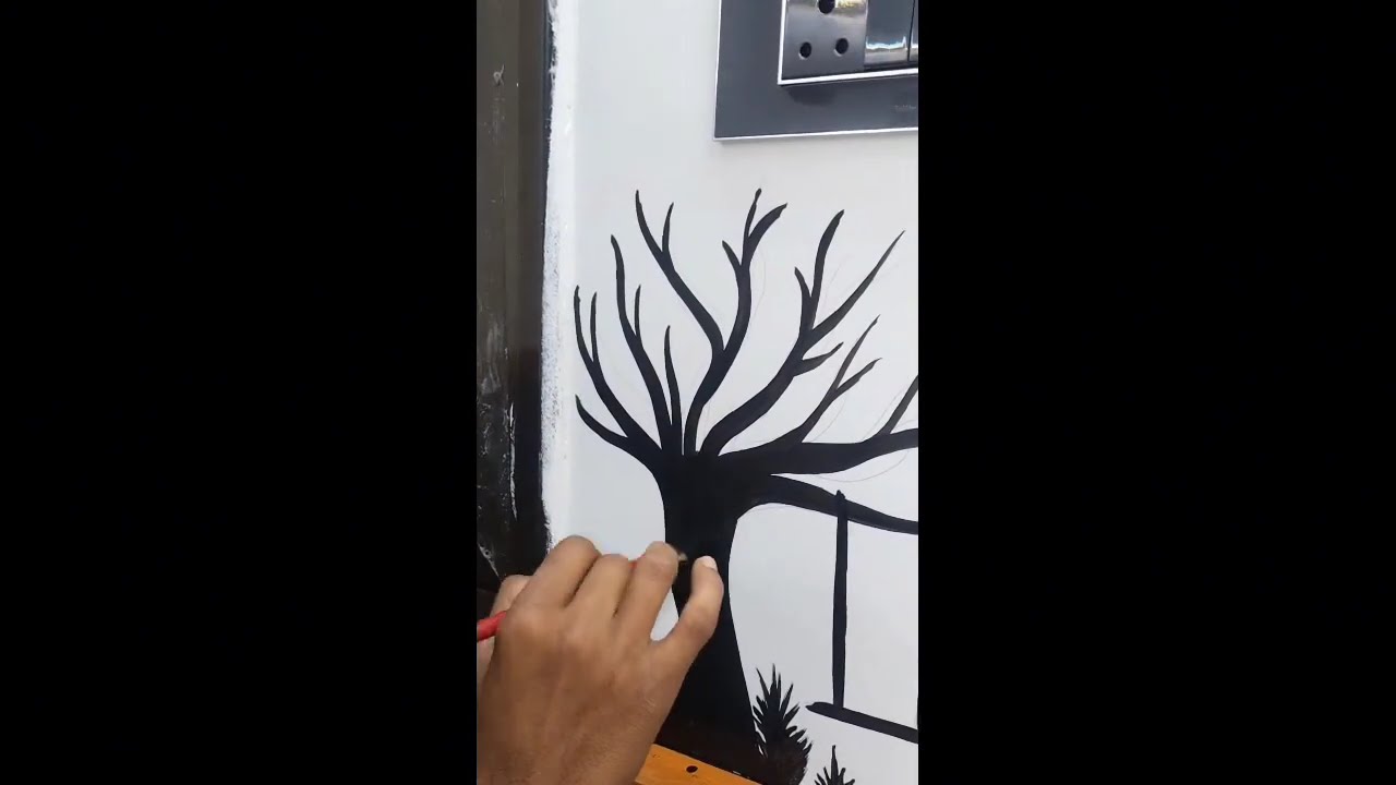 Beautiful Wall Art Idea | Heart Tree Design for Bedroom Wall ❤️🌳