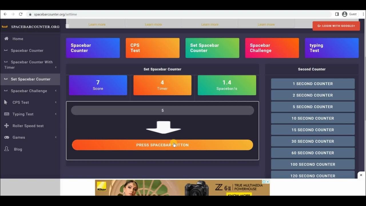 Spacebar Counter Set Timer Space Bar Clicker Set Timer YouTube