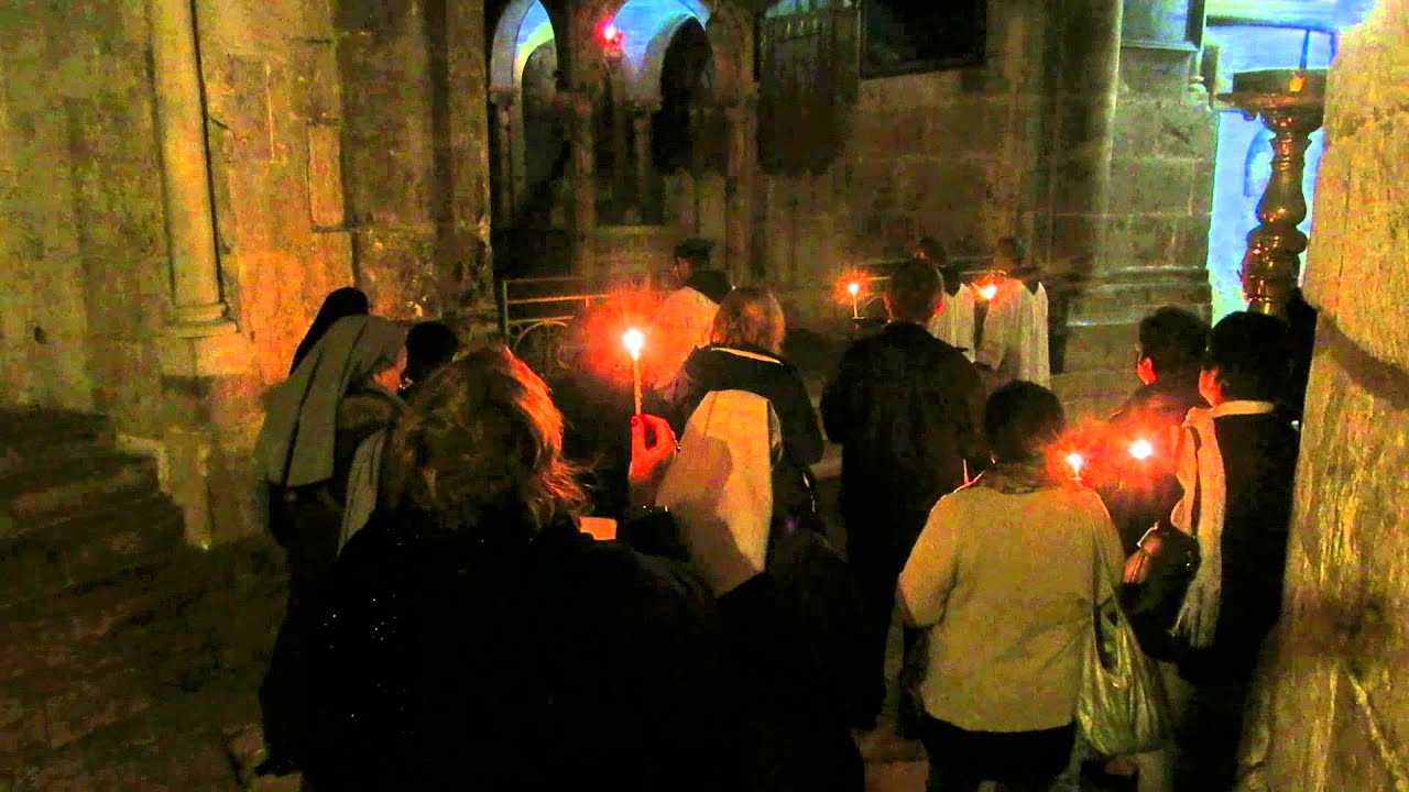 Franciscan monks - a Catholic procession at the Church of the Holy Sepulchre, Jerusalem