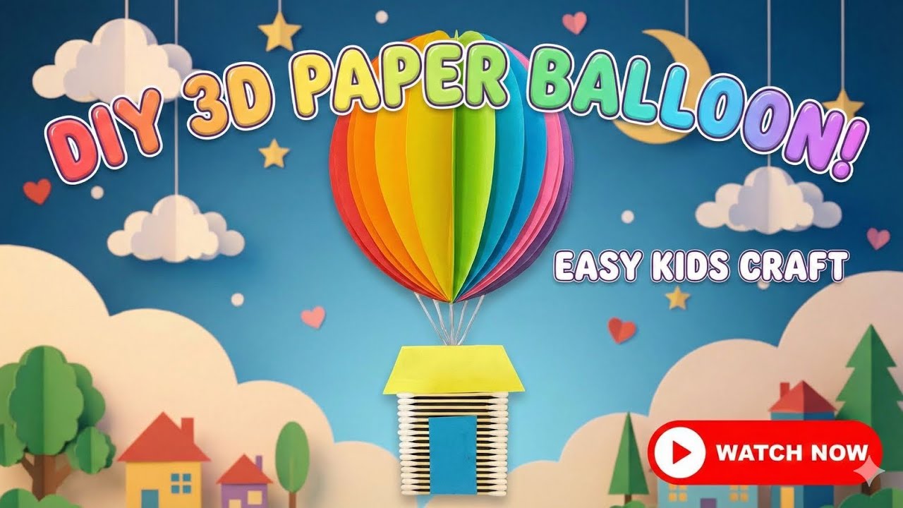 Scrap to Cute DIY 3D Hot Air Balloon House Using Paper & Old Earbuds 🎈 | Easy Art and Craft Ideas 