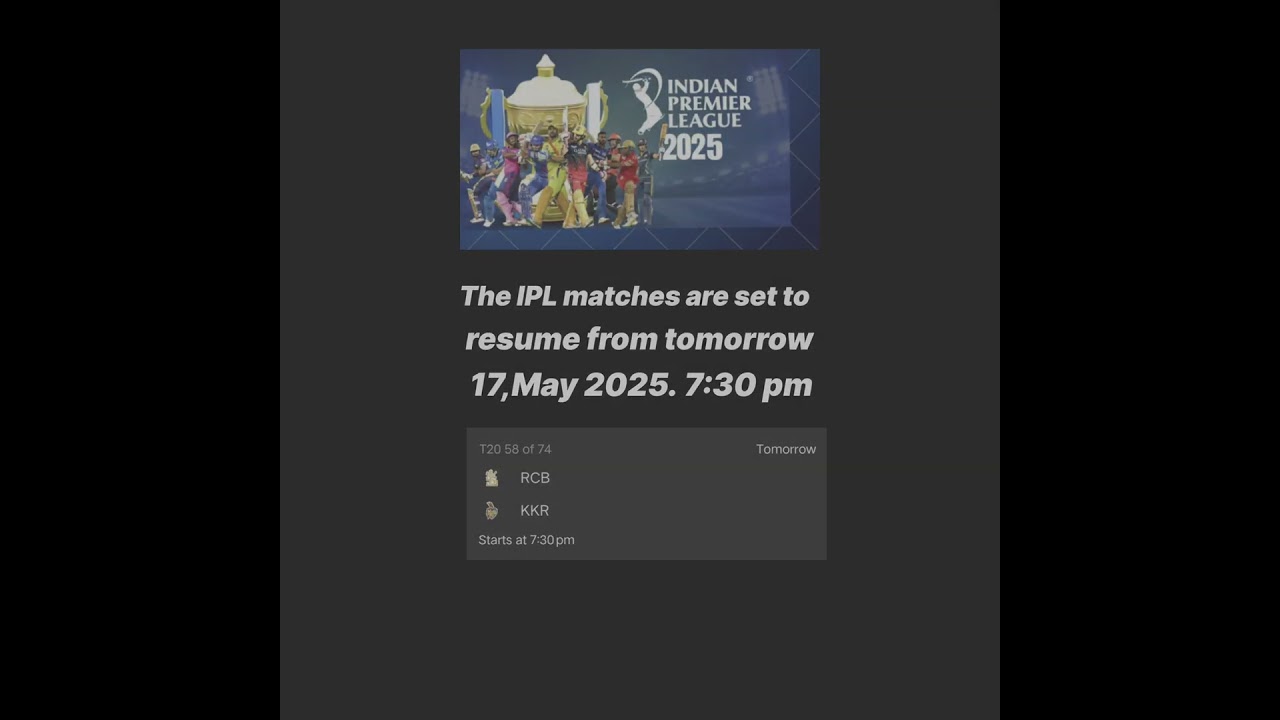 IPL resume from tomorrow🥳 