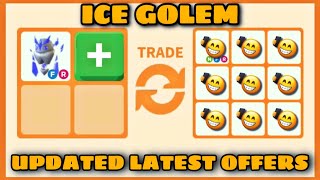 GAINING DEMAND OR NOT??🤔🤔 WATCH 15 NEW OFFERS FOR ICE GOLEM in Rich Servers Adopt me
