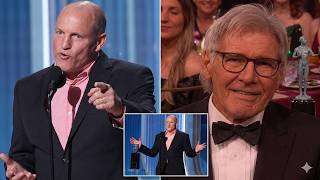 Woody Harrelson roasted for rambling speech honoring squirming Harrison Ford at Actor Awards 'Is he