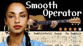 💖Smooth Operator - Sade | Fingerstyle Guitar Tutorial | Easy Tabs &amp; Lyrics | Acoustic Cover
