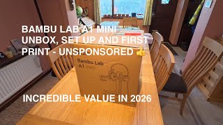 BAMBU Lab A1 Mini Unboxing, set up and first Print - Unsponsored