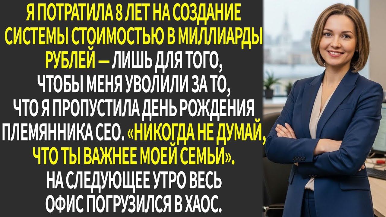 Меня уволил племянник📌генерального директора лишь потому,🔒что я пропустила его вечеринку,поэтому я…